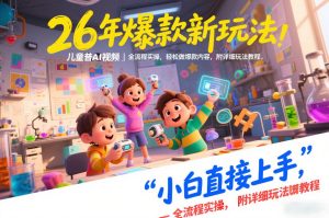 26年爆款新玩法，儿童科普AI视频，全流程实操，轻松做爆款内容，小白直接上手，附详细玩法教程| 鹿鸣网创