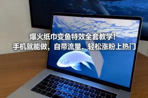 爆火纸巾变鱼特效全套教学！手机就能做，自带流量，轻松涨粉上热门| 鹿鸣网创