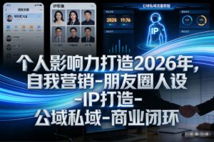个人影响力打造2026年，自我营销-朋友圈人设-IP打造-公域私域-商业闭环| 鹿鸣网创