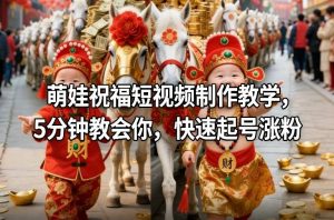 萌娃祝福短视频制作教学，5分钟教会你，快速起号涨粉| 鹿鸣网创