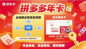 拼多多年卡，拼多多全链路运营底层逻辑，超级爆单术【更新26年1月】| 鹿鸣网创