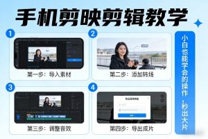 手机剪映剪辑教学，小白也能学会的操作，秒出大片| 鹿鸣网创