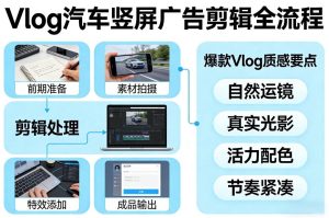 Vlog感觉汽车竖屏广告剪辑脚本全流程，拿捏爆款Vlog质感| 鹿鸣网创