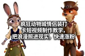 疯狂动物城情侣装打卡短视频制作教学，把浪漫照进现实，快速涨粉| 鹿鸣网创