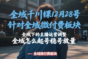 全域千川线下课12月28号，针对全域微付费板块，全域下的主播运营调整，全域怎么起号稳号放量| 鹿鸣网创