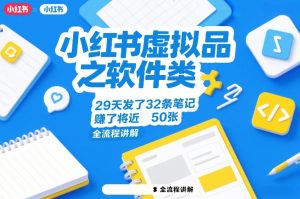 小红书虚拟品之软件类，29天发了32条笔记，賺了将近50张，全流程讲解| 鹿鸣网创