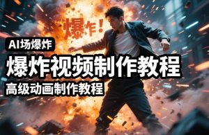 AI场景爆炸视频制作教程，利用人物实拍视频制作出高级的动画特效| 鹿鸣网创