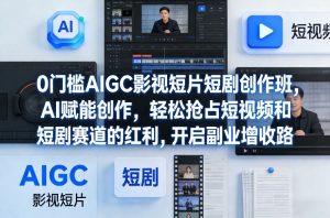 0门槛AIGC影视短片短剧创作班，AI赋能创作，轻松抢占短视频和短剧赛道的红利，开启副业增收路| 鹿鸣网创