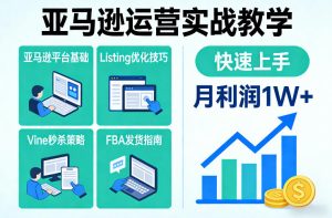 亚马逊运营实战教学,亚马逊平台+Listing优化+Vine秒杀+FBA发货等,快速上手,实现店铺月利润1W| 鹿鸣网创