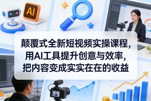 颠覆式全新短视频实操课程，用AI工具提升创意与效率，把内容变成实实在在的收益| 鹿鸣网创