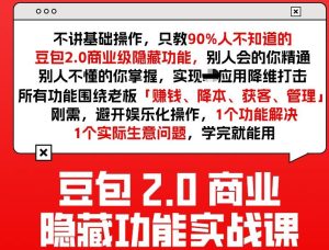 豆包2.0商业隐藏功能实战课2026，1个功能解决1个实际生意问题，学完就能用| 鹿鸣网创