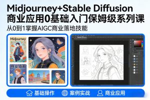 AIGC商业应用Midjourney+Stable Diffusion教程，0基础入门保姆级系列课| 鹿鸣网创