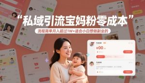 私域引流宝妈粉零成本流程简单月入超过1W+适合小白想做副业的| 鹿鸣网创