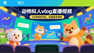 动物拟人vlog直播视频，5分钟教你学会，快速起号涨粉| 鹿鸣网创