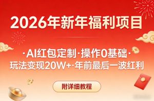 新年福利项目，AI红包定制，操作0基础，玩法变现20W+年前最后一波红利，附详细教程| 鹿鸣网创