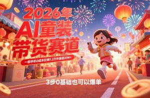 AI童装新春带货赛道，一部手机0成本狂销1.2万件喜提20W+，3步0基础也可以爆单| 鹿鸣网创