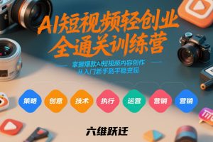 AI短视频轻创业全通关训练营，掌握爆款AI短视频内容创作，从入门新手到平稳变现的六维跃迁| 鹿鸣网创