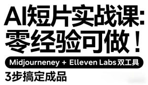 AI短片实战课：零经验可做，Midjourney+ElevenLabs双工具，3步搞定成品| 鹿鸣网创