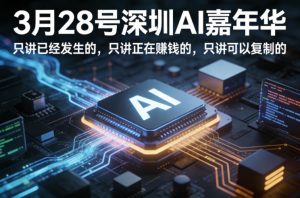 3月28号深圳AI嘉年华，只讲已经发生的，只讲正在賺钱的，只讲可以复制的| 鹿鸣网创