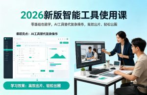 2026新版智能工具使用课，零基础也能学，用AI工具替代复杂操作，高效出片、轻松出圈| 鹿鸣网创