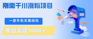 刚需千川涨粉项目,一部手机无需技术,单日变现1k+,当天做当天见收益【揭秘】| 鹿鸣网创