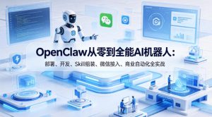 OpenClaw从零到全能AI机器人：部署、开发、Skill组装、微信接入、商业自动化全实战| 鹿鸣网创