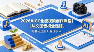 2026AIGC全能视频创作课程｜从文图音视全链路，零基础进阶AI变现接单| 鹿鸣网创