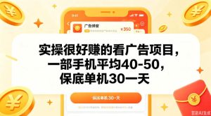 实操很好做的看广告项目,一部手机平均40-50,保底30单机一天【揭秘】| 鹿鸣网创