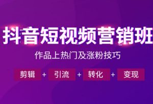 抖音短视频运营班,一门课学会作品上热门及涨粉技巧,引流转化剪辑变现(2026年5月)| 鹿鸣网创