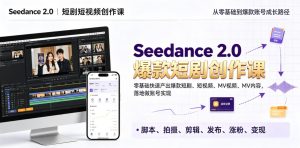 Seedance 2.0短剧短视频创作课,零基础快速产出爆款短剧、短视频、MV内容,落地做账号实现变现| 鹿鸣网创