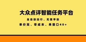 大众点评智能任务平台,全自动运行、无需手动,单价高、零成本、单窗口40+【揭秘】| 鹿鸣网创