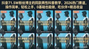 抖音71.5W粉丝博主的同款两性科普教学,2026热门赛道,操作简单,轻松上手,0基础也能做,吃伙伴+精选收益| 鹿鸣网创