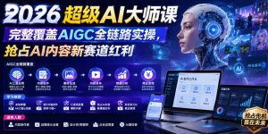 2026超级AI大师课，完整覆盖AIGC全链路实操，抢占AI内容新赛道红利| 鹿鸣网创