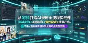 从0到1打造AI漫剧全流程实战课｜脚本创作+画面制作+音色配音+批量产出，打通AI漫剧从零创作到批量量产完整闭环| 鹿鸣网创
