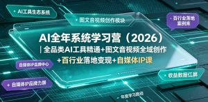 AI全年系统学习营（2026）｜全品类AI工具精通+图文音视频全域创作+百行业落地变现+自媒体IP打造年度进阶大课| 鹿鸣网创