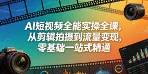AI短视频全能实操全课,从剪辑拍摄到流量变现,零基础一站式精通| 鹿鸣网创