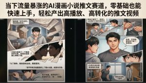 当下流量暴涨的AI漫画小说推文赛道,零基础也能快速上手,轻松产出高播放、高转化的推文视频| 鹿鸣网创