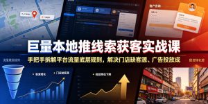 巨量本地推线索获客实战课，手把手拆解平台流量底层规则，解决门店缺客源、广告投放成本高、留资转化差等痛点| 鹿鸣网创