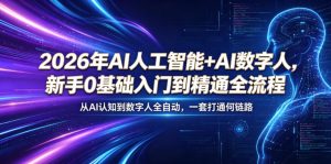 2026年AI人工智能+AI数字人,新手0基础入门到精通全流程,从AI认知到数字人全自动,一套打通全链路| 鹿鸣网创