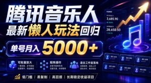 2026腾讯音乐人懒人项目,全自动无脑挂G,单号月入5000+,可批量放大矩阵,适合工作室落地【揭秘】| 鹿鸣网创
