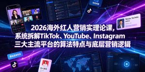 2026海外红人营销实理论课，系统拆解TikTok、YouTube、Instagram三大主流平台的算法特点与底层营销逻辑| 鹿鸣网创