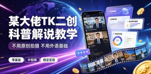 某大佬TK二创科普解说教学,不用原创拍摄不用外语基础,零基础做TikTok中视频稳定变现| 鹿鸣网创