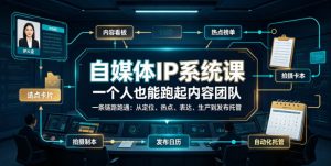 自媒体IP系统课,一个人也能跑起内容团队,一条链路跑通,从定位、热点、表达、生产到发布托管| 鹿鸣网创