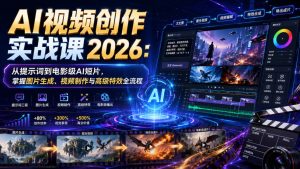 AI视频创作实战课2026：从提示词到电影级AI短片，掌握图片生成、视频制作与高级特效全流程| 鹿鸣网创