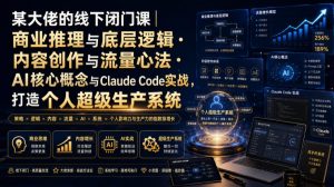某大佬的线下闭门课|商业推理与底层逻辑・内容创作与流量心法・AI核心概念与Claude Code实战,打造个人超级生产系统【录音+图片】| 鹿鸣网创