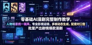 零基础AI漫剧完整制作教学,人物场景统一画风、专业影视运镜、多帧动态生成、配音对口型,批量产出剧情爆款漫剧| 鹿鸣网创