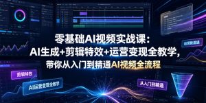 零基础AI视频实战课:AI生成+剪辑特效+运营变现全教学,带你从入门到精通AI视频全流程| 鹿鸣网创