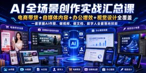 AI全场景创作实战汇总课|电商带货+自媒体内容+办公增效+视觉设计全覆盖,一套掌握AI作图、做视频、做文档、数字人全套落地技能| 鹿鸣网创