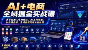 AI+电商全域掘金实战课|多平台无人电商玩法、AI工具落地、供应链合规、全域变现闭环全套教程| 鹿鸣网创