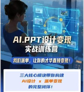 AI+PPT设计变现实战训练营，我们派单，让你的才华直接变现，三大核心模块带你构建Al设计x派单变现的完整闭环| 鹿鸣网创